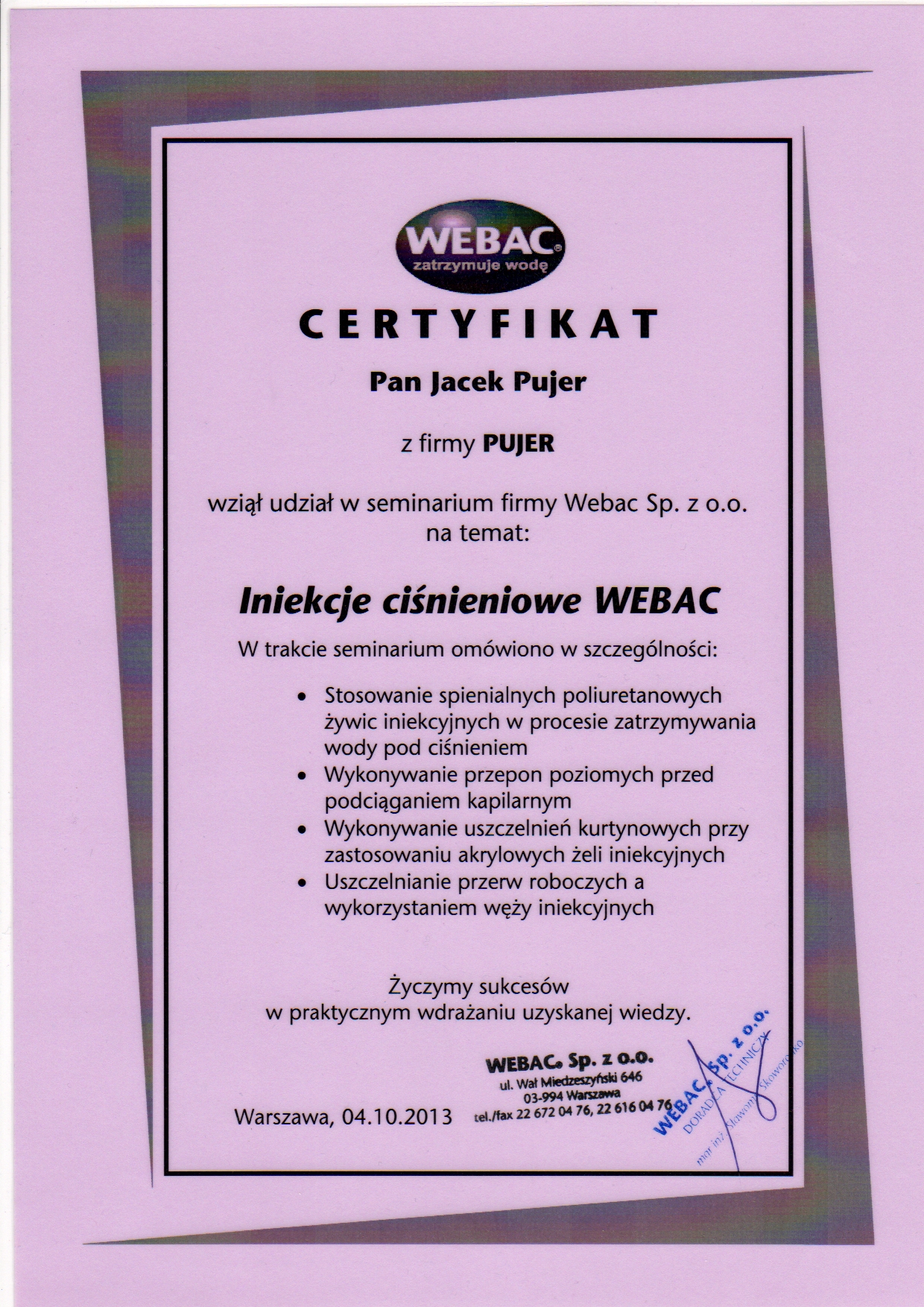 Certyfikat WEBAC